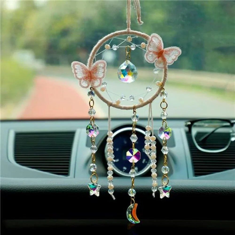 Pink Butterfly Small Dream Catcher